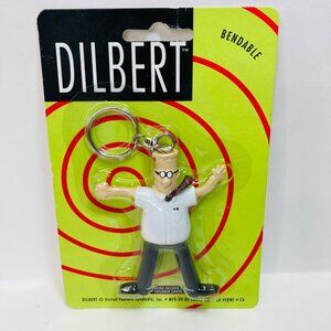 Vintage Dilbert Keychain Bendable Comic Strip United Features Syndicate New